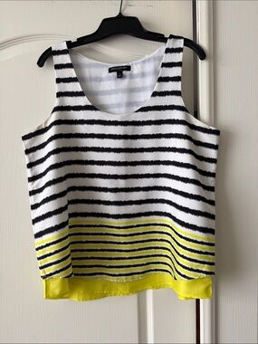 Banana Republic Black, White & Yellow Striped Tank
